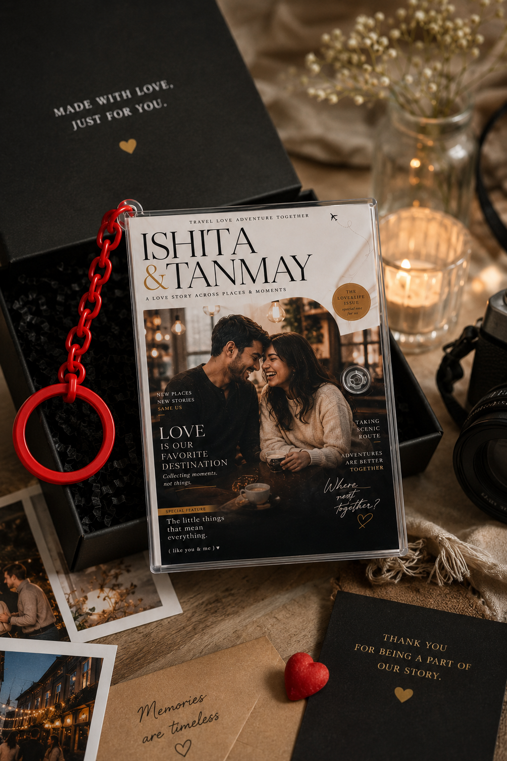 Ishita and Tanmay's custom mini magazine anniversary edition in luxury box